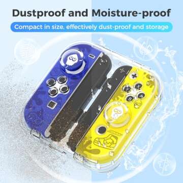 IINE Storage Case for Joypad, Portable Dust-Proof Protective Box Compatible with Joy-con with Cover and Thumb Grip Caps, Joypad Travel Case with Magnetic Closure