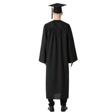 GraduationMall Matte Graduation Gown Cap Tassel Set 2025 for High School and Bachelor Black 48(5'3"-5'5")