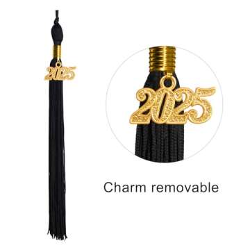 GraduationMall Matte Graduation Gown Cap Tassel Set 2025 for High School and Bachelor Black 48(5'3"-5'5")