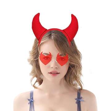 Ausejopeac Demon halloween Devil Costume Set, Devil Horns Headband and Devil Tail and Devil Horns He...