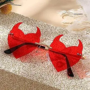 Ausejopeac Demon halloween Devil Costume Set, Devil Horns Headband and Devil Tail and Devil Horns Heart Sunglasses Halloween Devil Demon Cosplay Costume Party