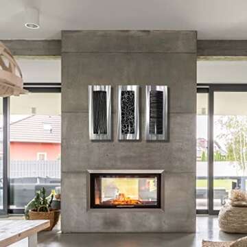 Statements2000 Contemporary Black & Silver Abstract Metal Wall Art Accent Modern Home Decor, Set of Three - Trifecta by Jon Allen