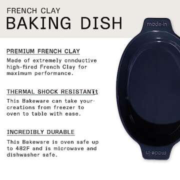 Made In Cookware - Oval Baking Dish - Slate Blue - Hand Crafted Ceramic - Professional Bakeware - Made in France