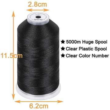 New brothread - Single Huge Spool 5000M Each Polyester Embroidery Machine Thread 40WT for Commercial...