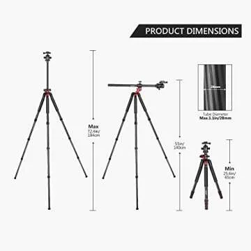 NEEWER 72 Inch Carbon Fiber Monopod Tripod with Rotating Center Column and Arca Type Plate 360° Ball Joint Lightweight Horizontal Tripod for DSLR Camcorder up to 33 lbs