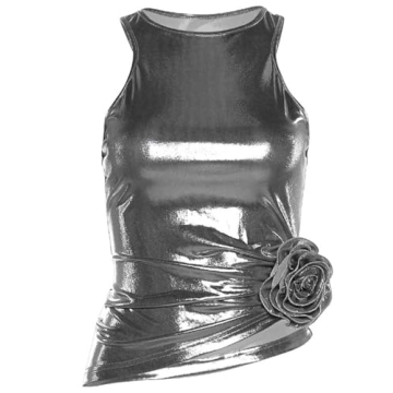 FAIMILORY Metallic Asymmetrical Tank Top for Women 2025