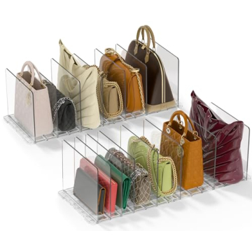 GoMaihe 4-Pack Adjustable Clear Handbag Storage Shelf - Organize & Protect