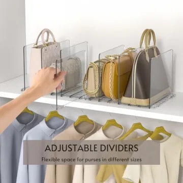 Adjustable Clear Handbag Storage Shelf Organizer 4-Pack