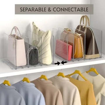 Adjustable Clear Handbag Storage Shelf Organizer 4-Pack
