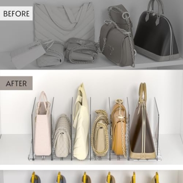 Adjustable Clear Handbag Storage Shelf Organizer 4-Pack