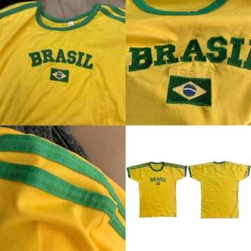 IDEWO Vintage Graphic Baby Tees for Women Brazil Shirt Y2k Tops Mexico Crop Jersey 2000s Summer Going Out Tops (Brazil-A,Medium,Medium)
