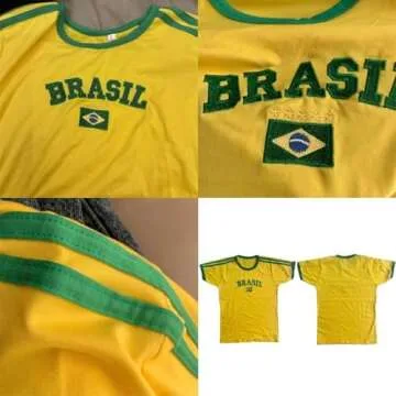 IDEWO Vintage Graphic Baby Tees for Women Brazil Shirt Y2k Tops Mexico Crop Jersey 2000s Summer Going Out Tops (Brazil-A,Medium,Medium)