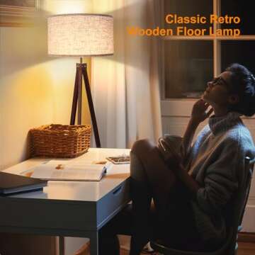 LEPOWER Wood Tripod Floor Lamp - Modern Design for Every Room