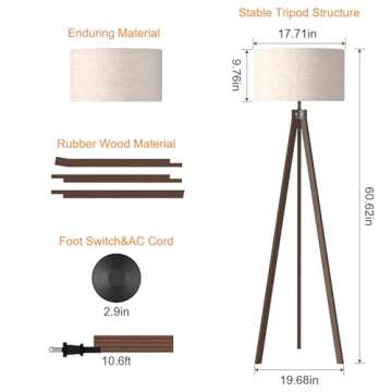 LEPOWER Wood Tripod Floor Lamp - Modern Design for Every Room