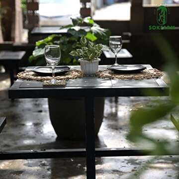 Flower Boho Placemats Set of 4, Round Placemats for Dining Table Set of 4, Water Hyacinth Wicker Placemats, Straw Placemats, Round Woven Placemats Set of 4, Natural Placemats 13.4 in