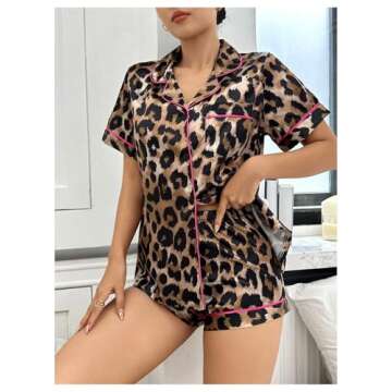 Cute Silk Satin Pajamas for Women Cow Print Loungewear