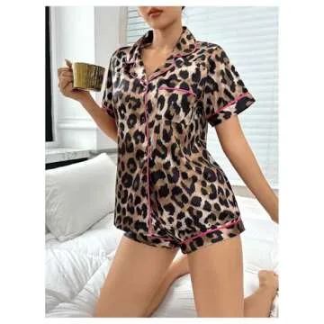 Cute Silk Satin Pajamas for Women Cow Print Loungewear