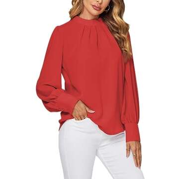 Elegant LYANER Women's Mock Neck Pleated Blouse