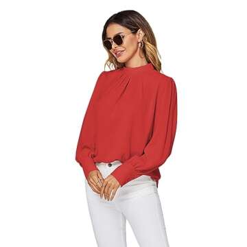 Elegant LYANER Women's Mock Neck Pleated Blouse