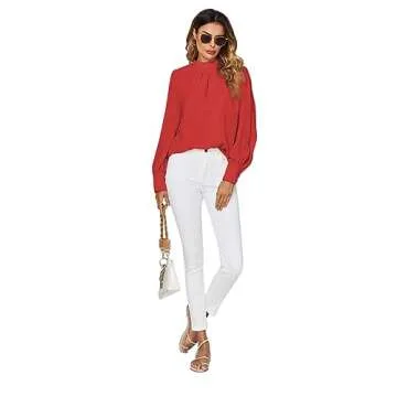 Elegant LYANER Women's Mock Neck Pleated Blouse
