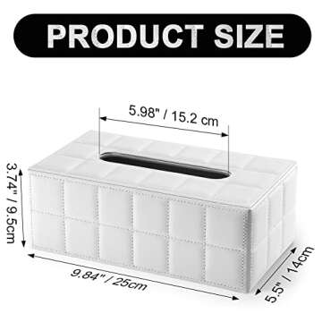 KINGFOM Stylish Rectangular Tissue Box Cover - PU Leather Holder for Home, Office, Car Decor