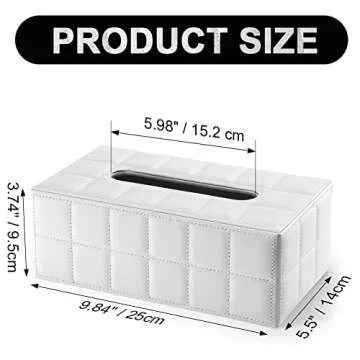 KINGFOM Stylish Rectangular Tissue Box Cover - PU Leather Holder for Home, Office, Car Decor