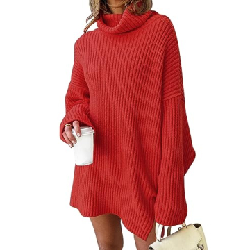 LILLUSORY Womens Turtleneck Oversized Long Sweater Dress 2025 Plus Size Tunic Pullover Knit Fall Dre...
