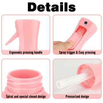 Xiuying Feng Continuous Mist Spray Bottle for Hair, 6.8OZ /200ML Hair Mister Spray Bottle, Water Spray Bottle for Salon, Barber, Plants, Cleaning, Skin Care(Pink)