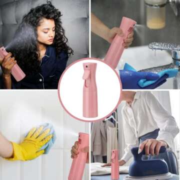 Xiuying Feng Continuous Mist Spray Bottle for Hair, 6.8OZ /200ML Hair Mister Spray Bottle, Water Spray Bottle for Salon, Barber, Plants, Cleaning, Skin Care(Pink)