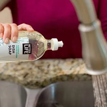 Better Life Dish Soap - Liquid Dishwashing Soap with Vitamin E and Aloe for Home & Kitchen Sink - No Gloves Required Kitchen Soap for Sensitive Skin - 22oz (Pack of 2) Unscented