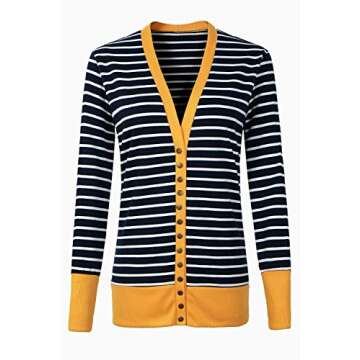 Women's Button Down Cardigan Long Sleeve Tops Shirts Outwear Solid Knit Ribbed Open Front Cardigan Sweaters (US, Alpha, Medium, Medium, Regular, Regular, Mustard)