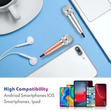 Wootrip [2PCS] Mini Karaoke Microphone, Mini Voice Recording Microphone Portable Karaoke Mic for Singing, Recording, Voice Recording(Silver/Gold)