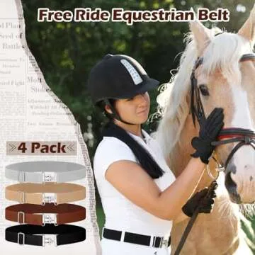 Silicherry 4 Pcs 1.5 Inch Elastic Equestrian Belt Horse Riding Belt with Surcingle Buckle for Women(Colorful)