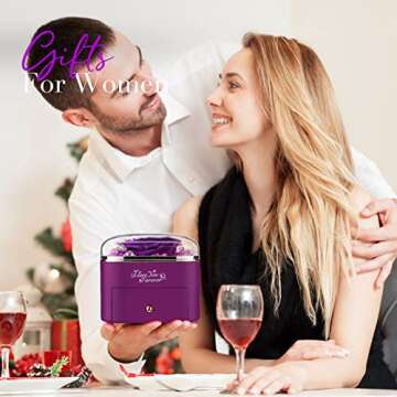 NEWNOVE Valentines Day Gifts for Her, Preserved Real Purple Rose with Angle Wings Necklace, Forever Flowers Gifts for Mom Grandma Wife Girlfriend, Mothers Day, Anniversary or Birthday Gifts for Women