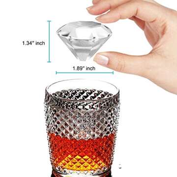 SAWNZC Diamond Ice Cube Molds Reusable Silicone Flexible 6-Ice Trays Maker with Lid for Chilling Whiskey Cocktails, Easy Release Stackable Trays with Covers(Update Version)