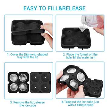 SAWNZC Diamond Ice Cube Molds Reusable Silicone Flexible 6-Ice Trays Maker with Lid for Chilling Whiskey Cocktails, Easy Release Stackable Trays with Covers(Update Version)