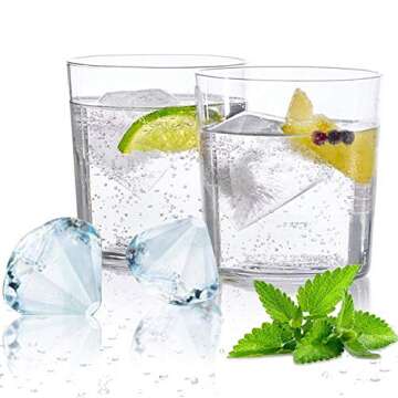 SAWNZC Diamond Ice Cube Molds Reusable Silicone Flexible 6-Ice Trays Maker with Lid for Chilling Whiskey Cocktails, Easy Release Stackable Trays with Covers(Update Version)