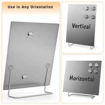 Large Magnetic Bulletin Board – Dry Erase Memo Board with Stand – Metal Easel for Magnet Display – 12x10 Inches + 4 Magnets
