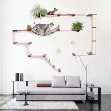 CatastrophiCreations Juggernaut Modern Cat Condo for Large and Small Cats, with Bridgewall, Hammocks, Scratching Poles, and Planters
