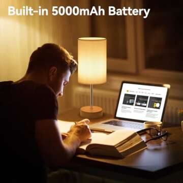 Stylish JICAI Cordless LED Table Lamp - 5000mAh Battery Powered