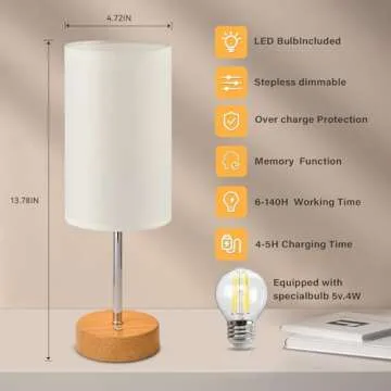 Stylish JICAI Cordless LED Table Lamp - 5000mAh Battery Powered