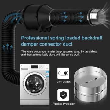 Hon&Guan 8 Inch Backdraft Damper, Draft Blocker One-Way Airflow Ducting Backflow Preventer Duct Draft Blocker, HVAC Inline Fan