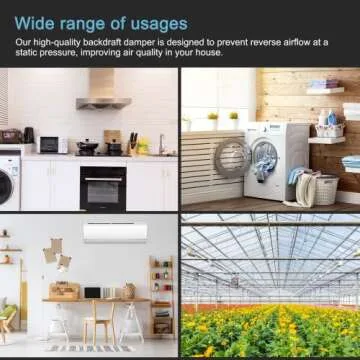 Hon&Guan 8 Inch Backdraft Damper, Draft Blocker One-Way Airflow Ducting Backflow Preventer Duct Draft Blocker, HVAC Inline Fan