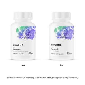 THORNE Ferrasorb - 36 mg Iron with Essential Nutrients - Complete Blood Support Formula - Elemental Iron, Folate, B and C Vitamins for Optimal Absorption - Gluten-Free - 60 Capsules