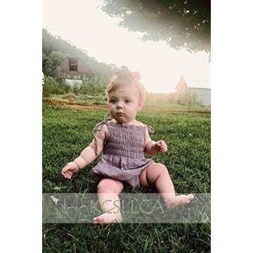 KCSLLCA Baby Girls Sleeveless Romper Set Solid Color Sling Backless Jumpsuit Outfits with Headband (Purple, 3-6 Months)
