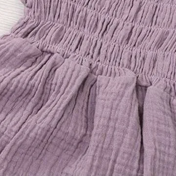 KCSLLCA Baby Girls Sleeveless Romper Set Solid Color Sling Backless Jumpsuit Outfits with Headband (Purple, 3-6 Months)