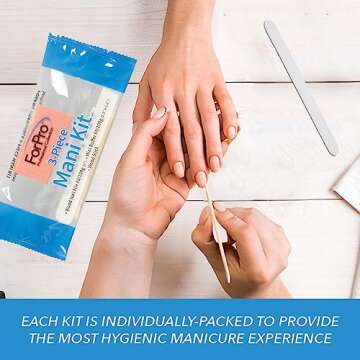 ForPro Professional Collection 3-Piece Manicure Kit, 300-Count, Individually-Packed,White Wood Nail File 80/100 Grit, Orange Mini Buffer 100/180 Grit, Wood Stick