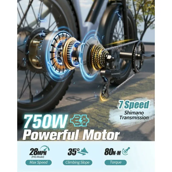 1000W Electric Bike for Adults - 28MPH & 60 Miles