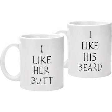 Funny Beard & Butt Couple Mugs for Couples Gift