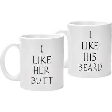 Funny Beard & Butt Couple Mugs for Couples Gift